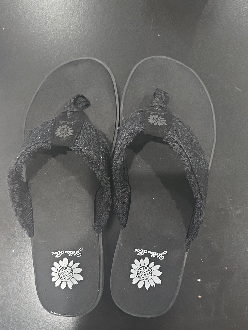 Yellow Box Black Women's Frayed Thong Sandals -